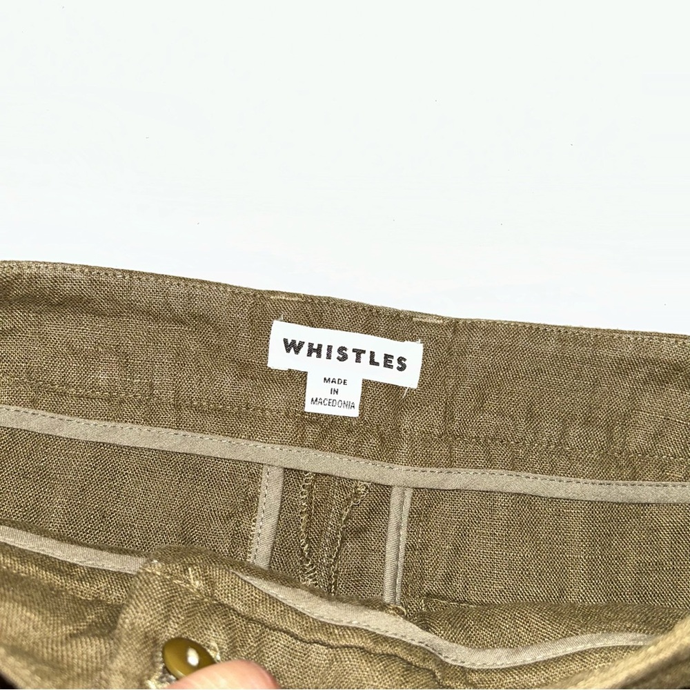 Whistles‎ Tie Waist Linen Short Olive Size 2 - Picture 5 of 10
